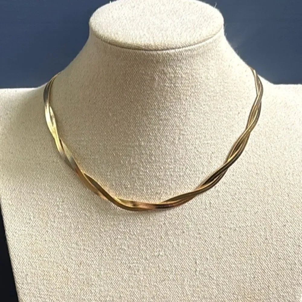 Men’s Minimalist Snake Chain – Flat Twist in 14k Gold Plate